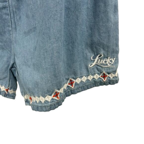 NWT Lucky Brand Girls Blue Medium Wash Embroidered Trim Strapless Romper 10 - Picture 5 of 6